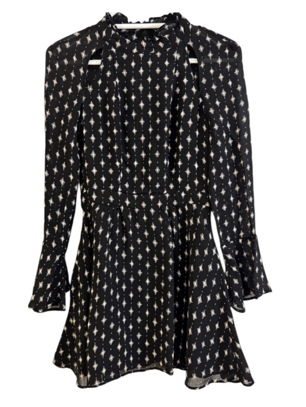 H&M Women's Black Long Sleeve Dress with Star Design - Size 4!!!